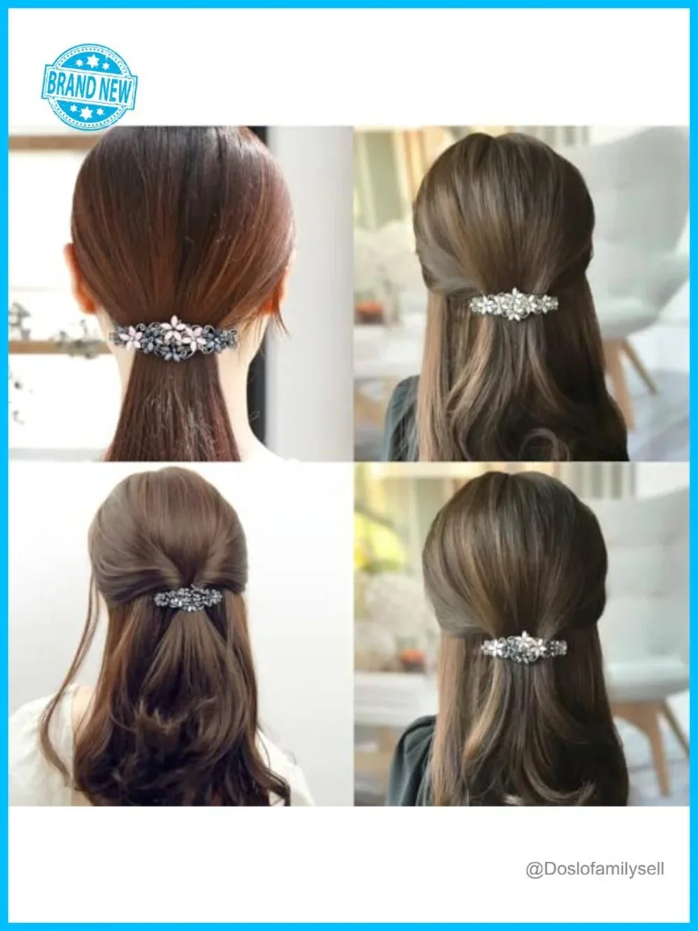 Vintage Rhinestone Crystal Hair Clips - Sparkly Flower Barrettes for Women